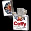 Feuerzeug "Coffy Movie Art" Nostalgic Art na-80209-NML Maße (H x B x T): 3,5 x 5,5 x 1,2 cm <br> massives Edelstahl <br> Benzinfeuerzeug<br> mit Doming-Sticker<br> nachfüllbar im scheissladen-00